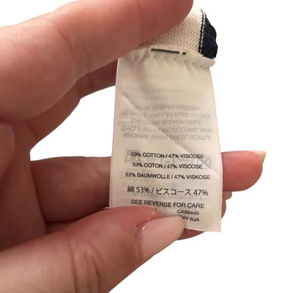 JCREW Striped Cropped Button Front Cardigan White Navy X-Large - Picture 5 of 5